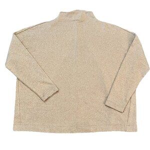 LOFT Women's Mock Neck Sweater Boxy Fit Size Large Camel Soft Relaxed Stretch